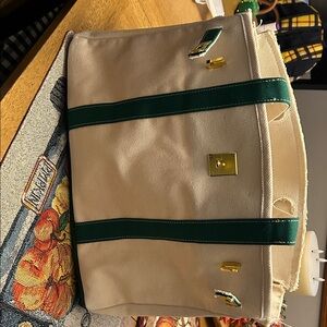 Canvas Boatkin Bag with Green Stripes